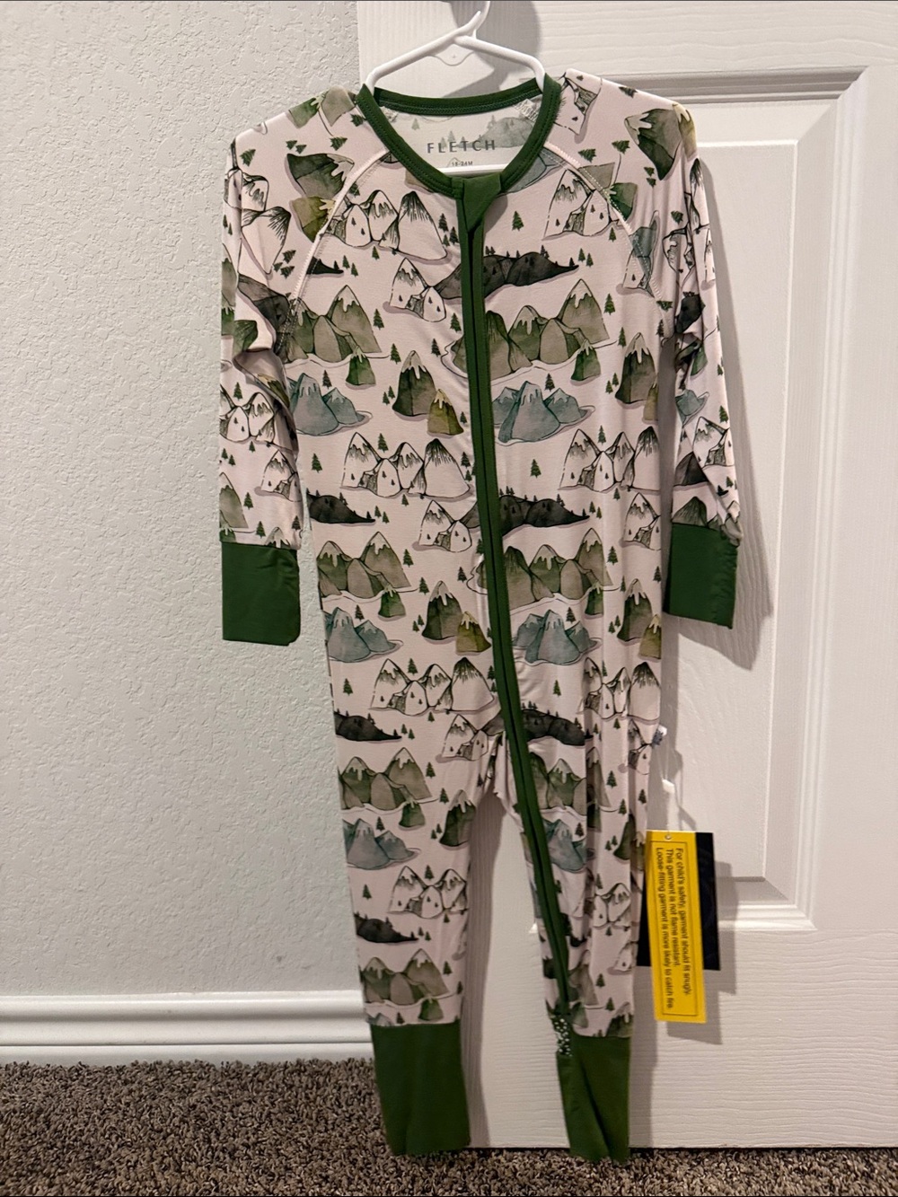 Fletch - Green and Grey Mountain Print Pajamas Zippy - NWT - 18-24M